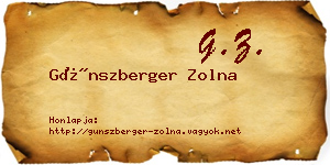 Günszberger Zolna névjegykártya